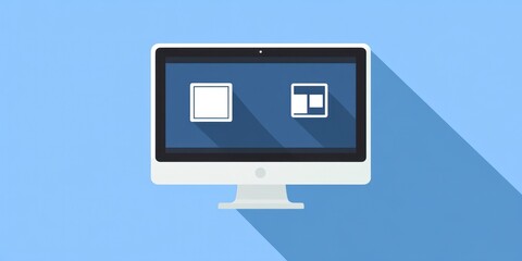 Poster - A computer monitor displaying two icons representing different screen layouts.