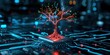 © Jetsomboon - A vibrant, glowing tree emerges from a circuit board, symbolizing the fusion of nature and technology in a visually striking digital landscape.