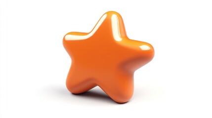 Poster - A glossy orange star shape with a playful design, suitable for decoration or educational use.