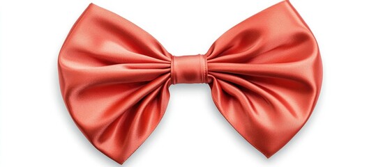 Sticker - Elegant isolated red satin bow on a white background viewed from above suitable for gift wrapping and decorative design concepts