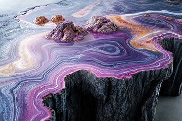 Aufkleber - A stunning resin art piece resembling colorful geological formations.