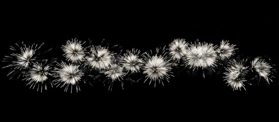 Wall Mural - White fireworks bursting in a night sky creating a festive atmosphere for celebrations and special events