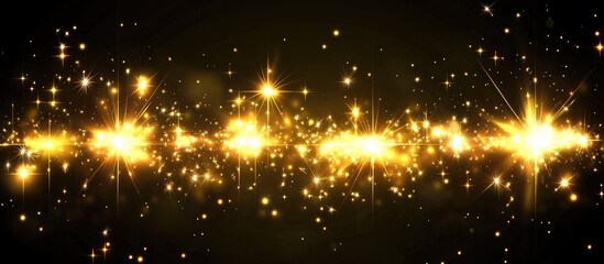 Wall Mural - dazzling golden sparkles and flares creating a vibrant backdrop against a dark night sky for elegant