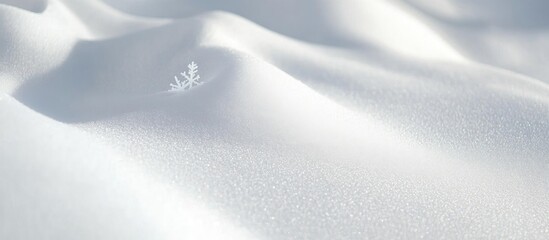 Wall Mural - close up of a natural snowdrift showcasing intricate snowflakes on a soft white background emphasizi