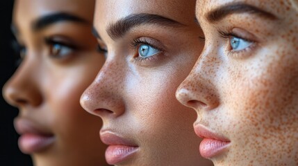 Poster - Three diverse models showing off flawless skin and eyes in beauty campaign