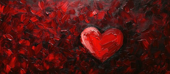 Sticker - Crimson Heart Abstract Art Romantic Background for Valentine's Day Celebrations