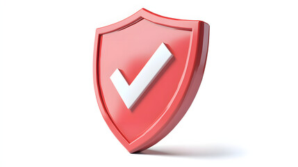 
cartoon 3d Icon safety shield check mark perspective . . 3d vector illustration. white background