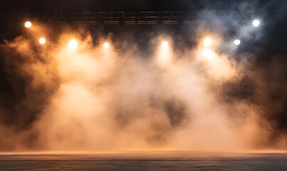 Wall Mural - setting up a stage without actors illuminated by light and smoke, generative ai