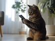 © 9BEi - Tabby Cat Using Smartphone