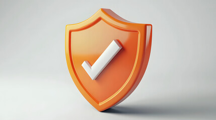 
cartoon 3d Icon safety shield check mark perspective . . 3d vector illustration. white background