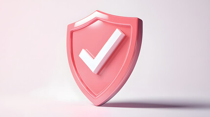 
cartoon 3d Icon safety shield check mark perspective . . 3d vector illustration. white background
