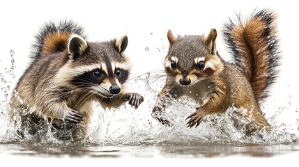 Wall Mural - raccoon on a white background