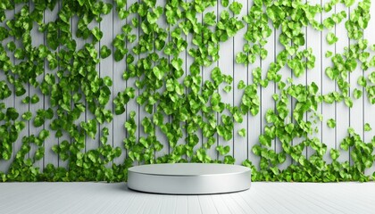 Leinwandbilder - Greenery backdrop display indoor studio photography setup minimalist environment close-up view