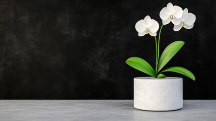 Aufkleber - Elegant white orchid plant display modern interior home decor minimalist design close-up view