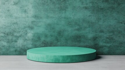 Leinwandbilder - Minimalist green platform display studio background product photography indoor side view modern design