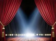 © Poetra RH - maroon red curtain of stage with spotlight before show. Art performance background. Red Velvet Stage Curtains with Spotlight background
