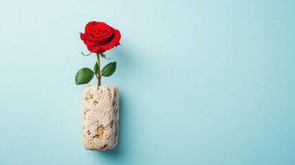 Poster - Elegant red rose in minimalist vase indoor decor modern aesthetic calm setting