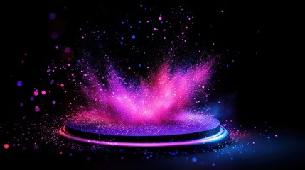 Aufkleber - Vibrant color explosion digital art abstract design dark background creative concept
