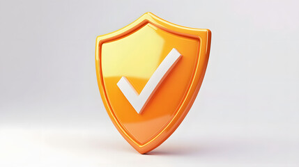 Wall Mural - cartoon 3d icon safety shield check mark perspective . . 3d vector illustration. white background