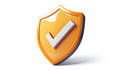 
cartoon 3d Icon safety shield check mark perspective . . 3d vector illustration. white background