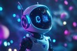 © Mega - Here's a possible  and keyword list for your image.. Futuristic robot with glowing display, digital, space.