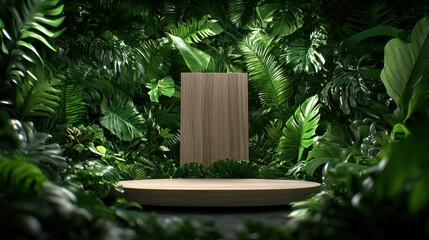 Aufkleber - Nature-inspired stage design lush greenery digital art indoor setting close-up view eco-friendly concept