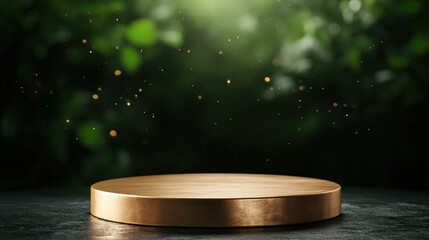 Leinwandbilder - Natural greenery background with wooden display studio setting focused atmosphere