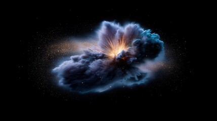 Wall Mural - A vibrant cosmic cloud explodes with bursts of color against a dark backdrop, evoking a sense of wonder and the vastness of space.