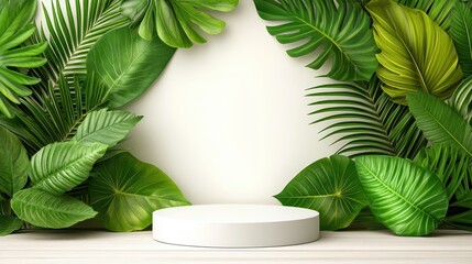 Poster - Greenery and leaves display minimalist studio decorative background nature concept