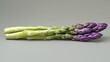 © Rizvan - Vibrant green and purple asparagus stalks arranged side by side, showcasing fresh uncooked produce, ideal for culinary inspiration and healthy dishes.