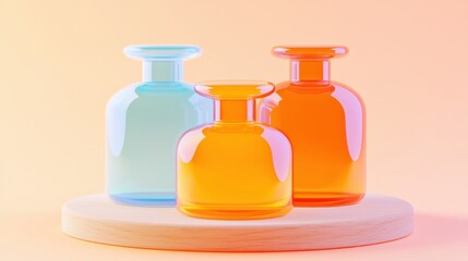 Leinwandbilder - Creative colorful glass bottles artistic display home decor minimalist setting aesthetic appeal