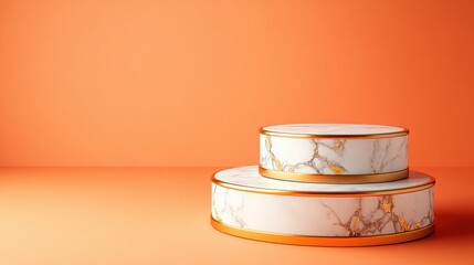 Aufkleber - Elegant marble display stands studio setup product showcase minimalist close-up