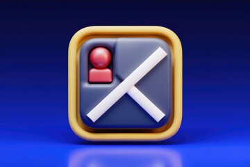 Fototapete - 3D render of a user profile icon with a cross  signifying deletion or removal