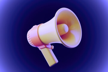 Aufkleber - Yellow megaphone symbolizes communication on dark blue background.