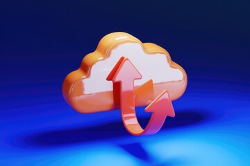 Leinwandbilder - 3D render of cloud upload download  data transfer  cloud storage  digital technology