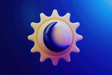 Poster - 3D render of a sun and moon icon  symbolizing day and night transition