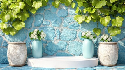 Poster - Vibrant garden decor outdoor space floral display rustic setting tranquil atmosphere