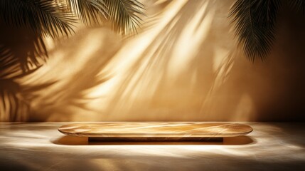 Leinwandbilder - Elegant wooden table display tropical setting still life natural light modern design