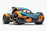 Beautiful fictional cartoon car with pronounced headlights