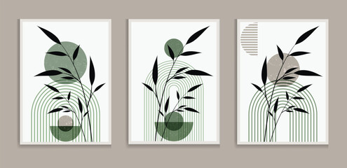 Wall Mural - green wall art geometric green wall decor boho wall decor vector