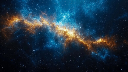 Wall Mural - a stunning cosmic nebula displays vivid shades of blue and orange, swirling amid a backdrop of count