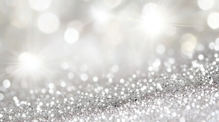 Wall Mural - an abstract silver glitter background with soft, defocused sparkles creating a dreamy effect, tiny d