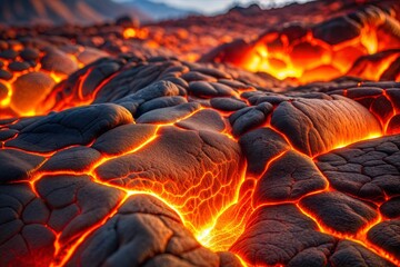 Canvas Print - glowing lava flow with vivid and dynamic texture