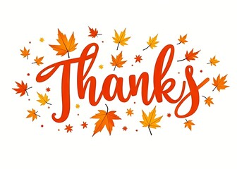 Wall Mural - Hand drawn autumn leaves and colorful script design for Thanksgiving greeting cards and prints.