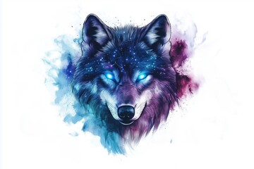  Radiant eyes and cosmic details in wolf design