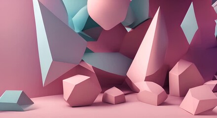 Wall Mural - abstract geometric shapes moving randomly 4k