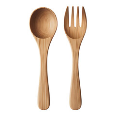 Wooden spoon and fork utensil set.