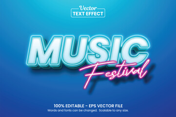 Wall Mural - glowing music festival, editable graphic style text effect
