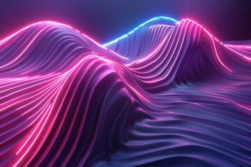 Canvas Print - experience the elegance of a wave of glowing lines, small particles flowing seamlessly in an abstrac