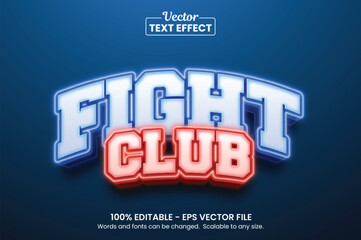 Wall Mural - glowing fight club, editable graphic style text effect